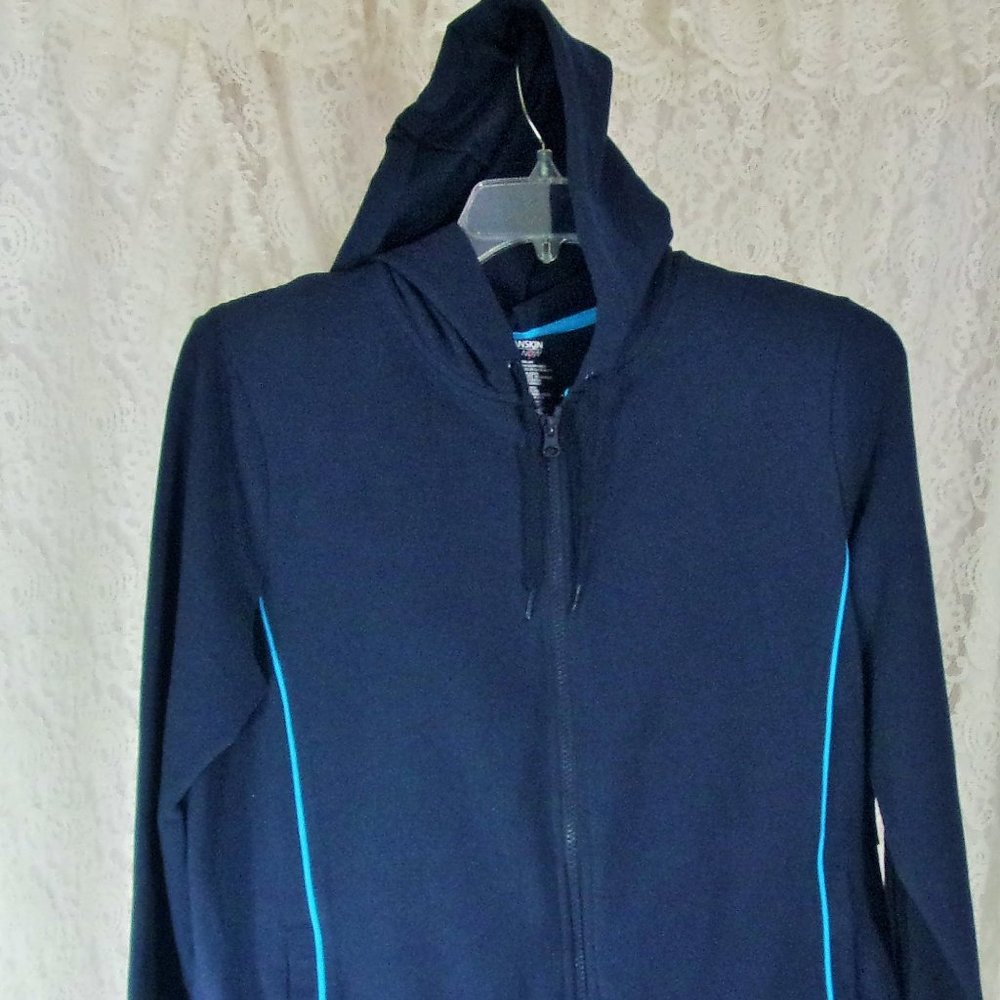Danskin Navy Blue Turquoise Zip Front Hoodie  NWT  Size XXL
